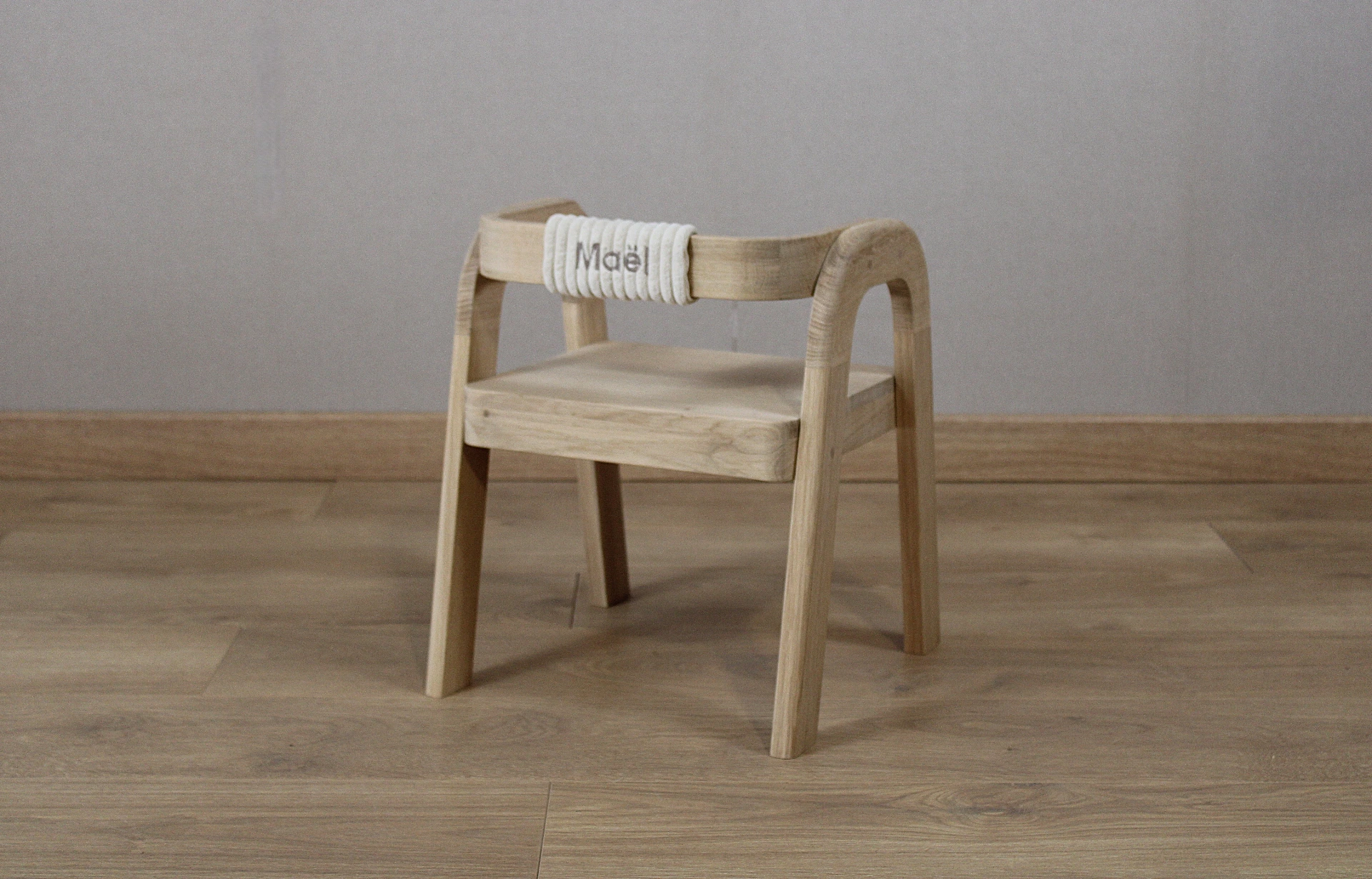 Chaise enfant en bois de chêne naturel_crème