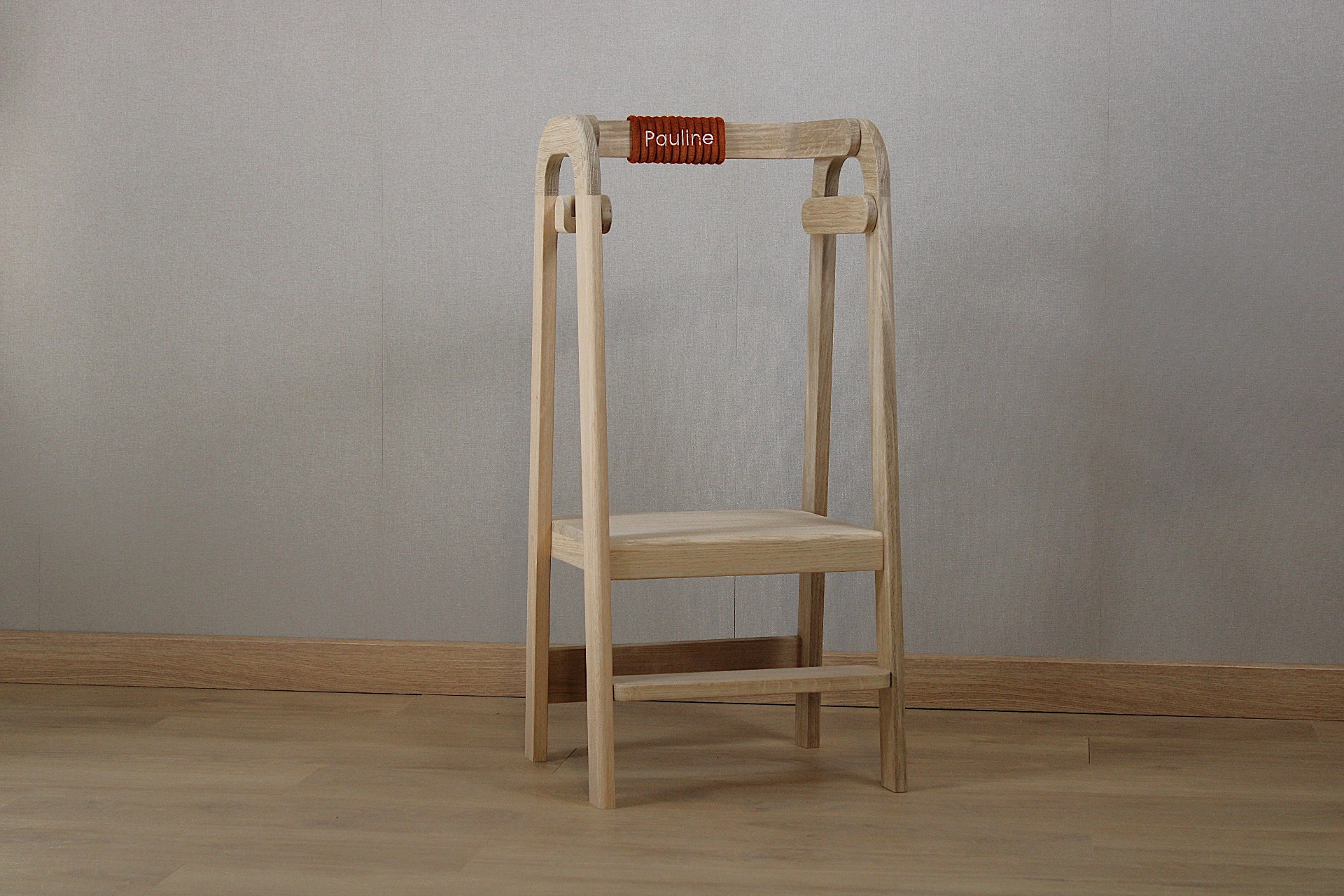 Tour d'apprentissage en bois de chêne naturel_terracotta (sans broderie)