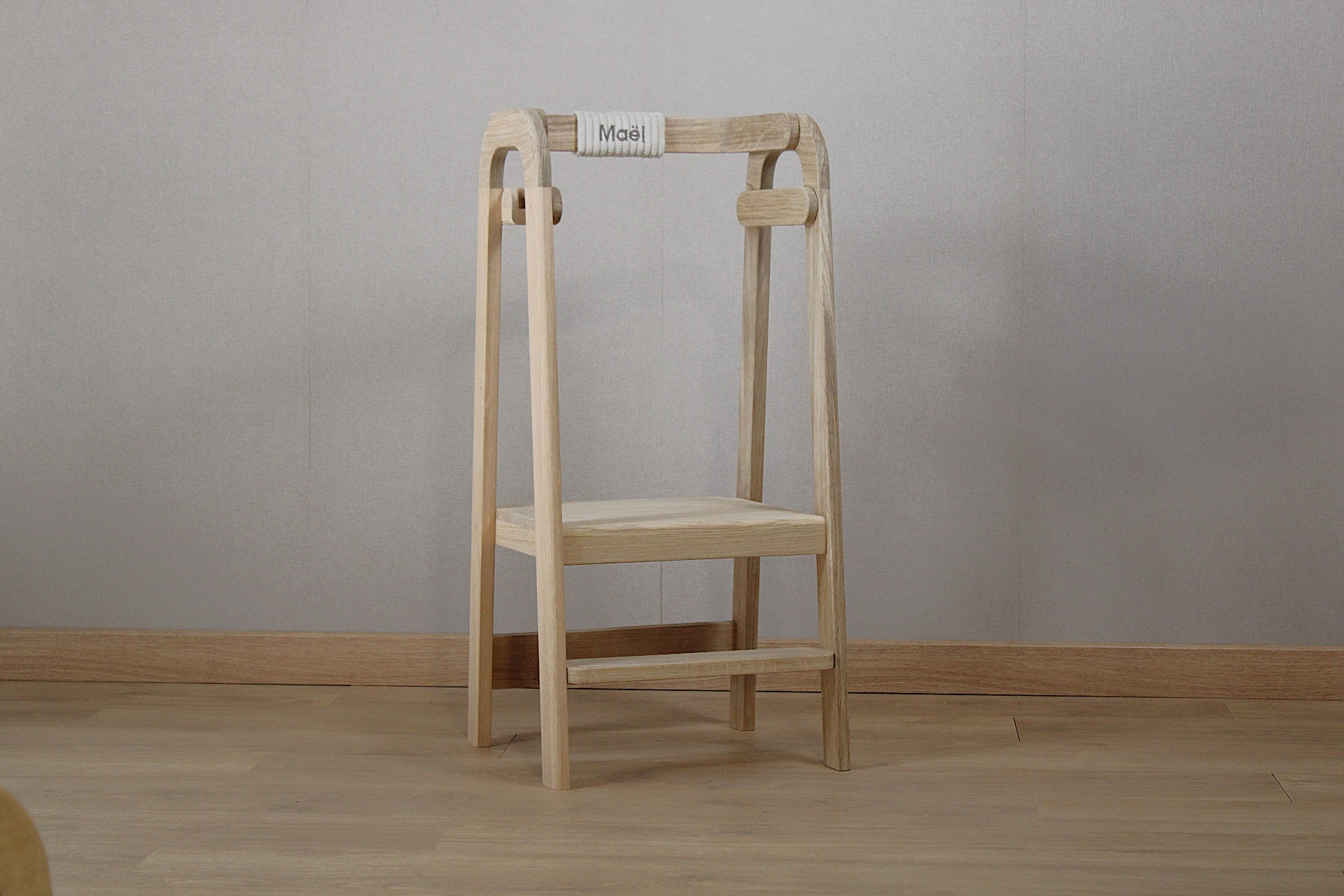 Tour d'apprentissage en bois de chêne naturel_crème (sans broderie)