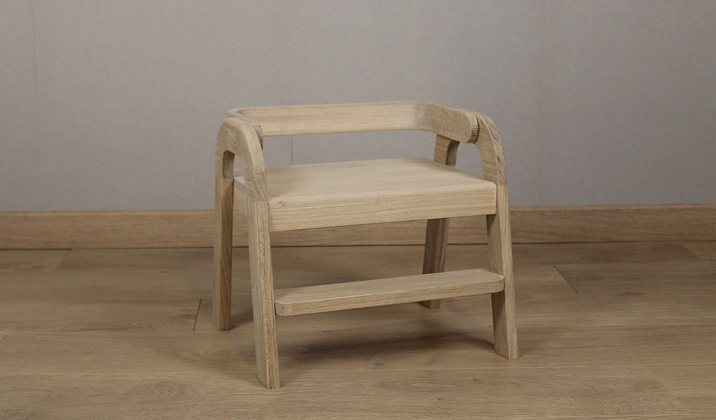 Marchepied en bois de chêne naturel