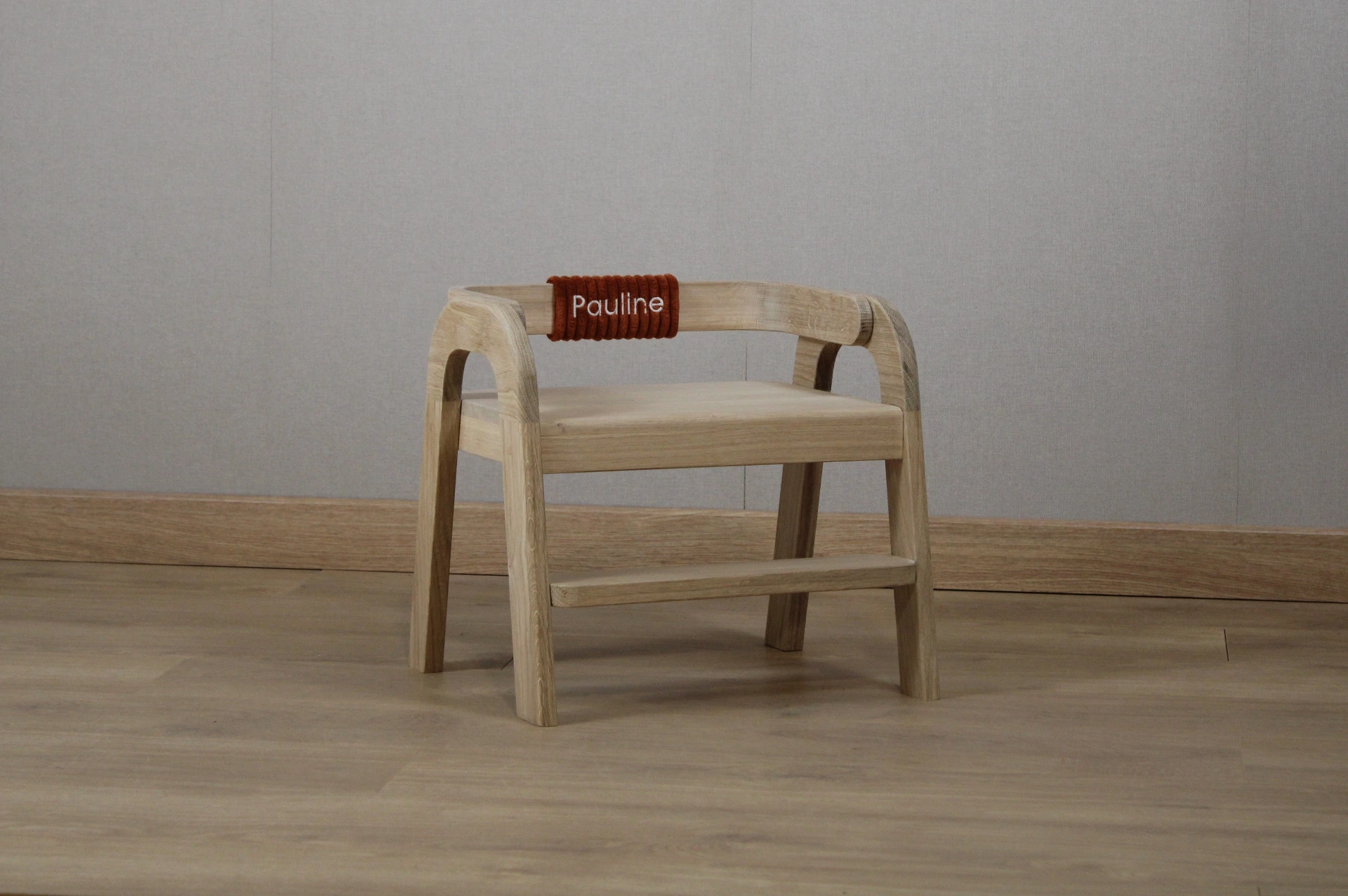 Marchepied en bois de chêne naturel_terracotta (sans broderie)